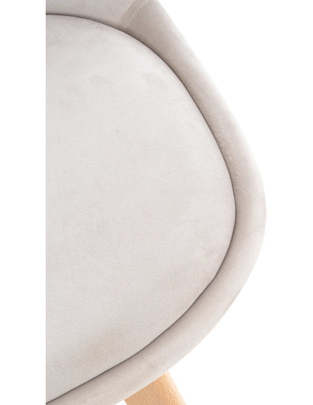 Chaise moderne scandinave en Velours Gris clair Bois de hêtre Naturel Floki - 8
