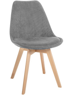 Chaise moderne scandinave en Velours côtelé Gris foncé Bois de hêtre Naturel Floki - 1