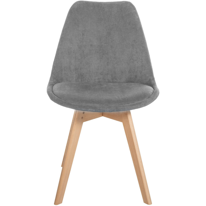 Chaise moderne scandinave en Velours côtelé Gris foncé Bois de hêtre Naturel Floki - 2
