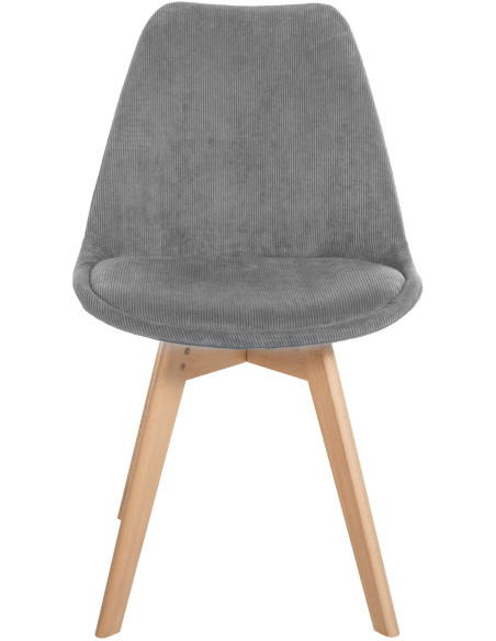 Chaise moderne scandinave en Velours côtelé Gris foncé Bois de hêtre Naturel Floki - 2
