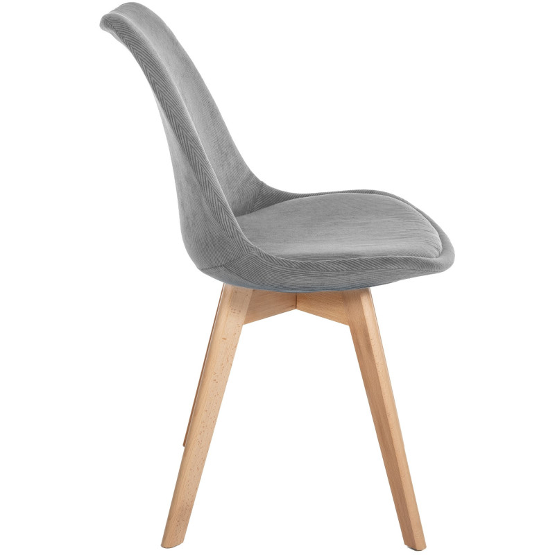 Chaise moderne scandinave en Velours côtelé Gris foncé Bois de hêtre Naturel Floki - 3