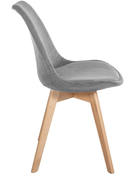 Chaise moderne scandinave en Velours côtelé Gris foncé Bois de hêtre Naturel Floki - 3