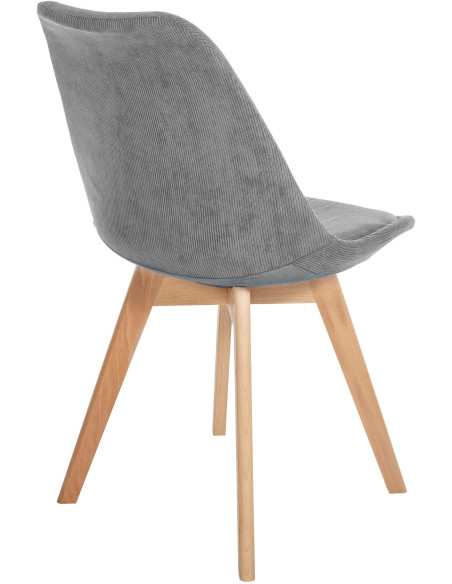 Chaise moderne scandinave en Velours côtelé Gris foncé Bois de hêtre Naturel Floki - 4