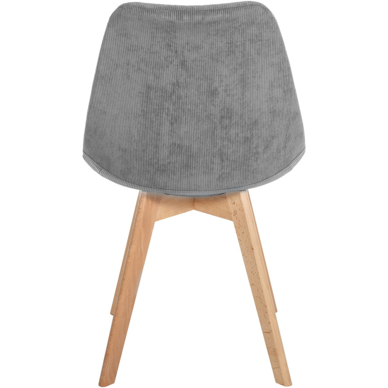 Chaise moderne scandinave en Velours côtelé Gris foncé Bois de hêtre Naturel Floki - 5