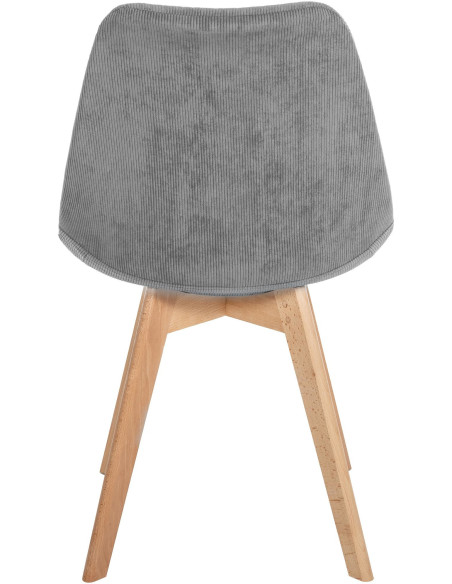 Chaise moderne scandinave en Velours côtelé Gris foncé Bois de hêtre Naturel Floki - 5