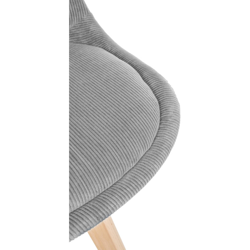 Chaise moderne scandinave en Velours côtelé Gris foncé Bois de hêtre Naturel Floki - 8