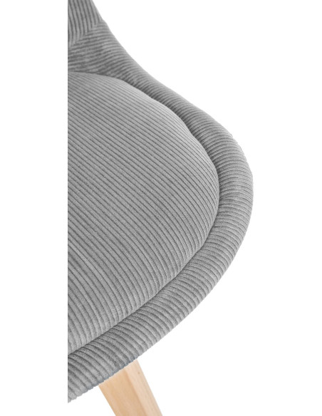 Chaise moderne scandinave en Velours côtelé Gris foncé Bois de hêtre Naturel Floki - 8