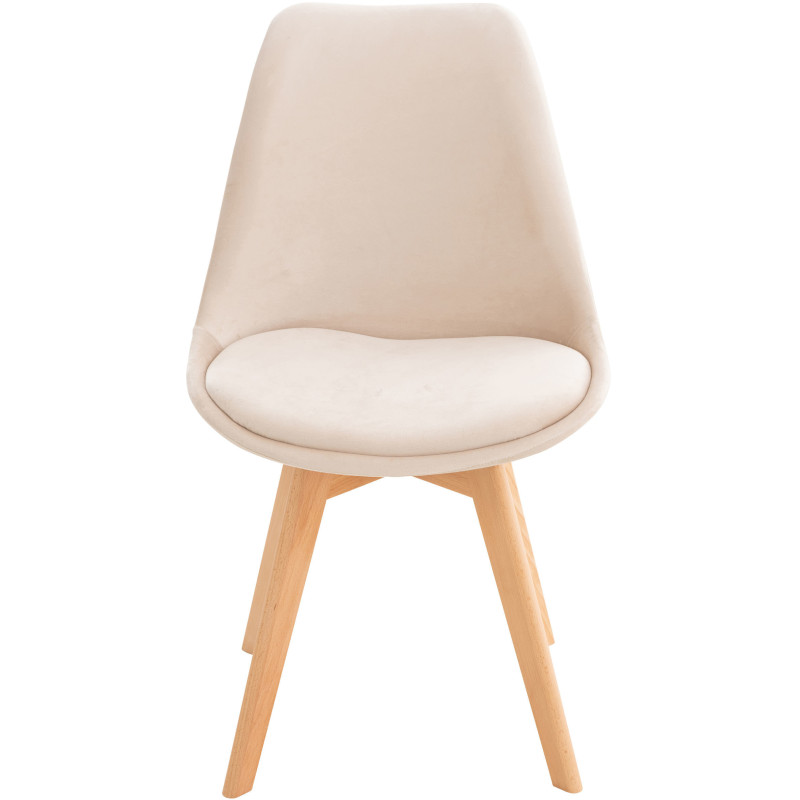 Chaise moderne scandinave en Velours Beige Bois de hêtre Naturel Floki - 2