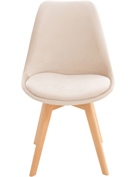 Chaise moderne scandinave en Velours Beige Bois de hêtre Naturel Floki - 2