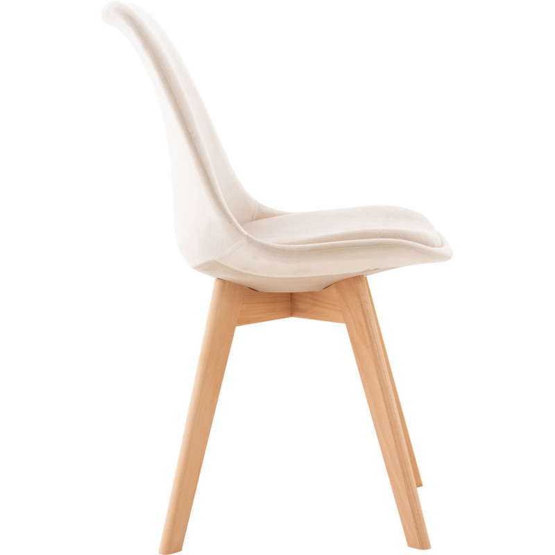 Chaise moderne scandinave en Velours Beige Bois de hêtre Naturel Floki - 3