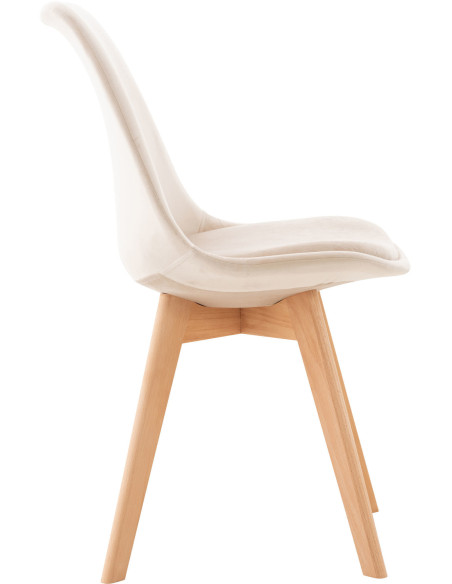 Chaise moderne scandinave en Velours Beige Bois de hêtre Naturel Floki - 3