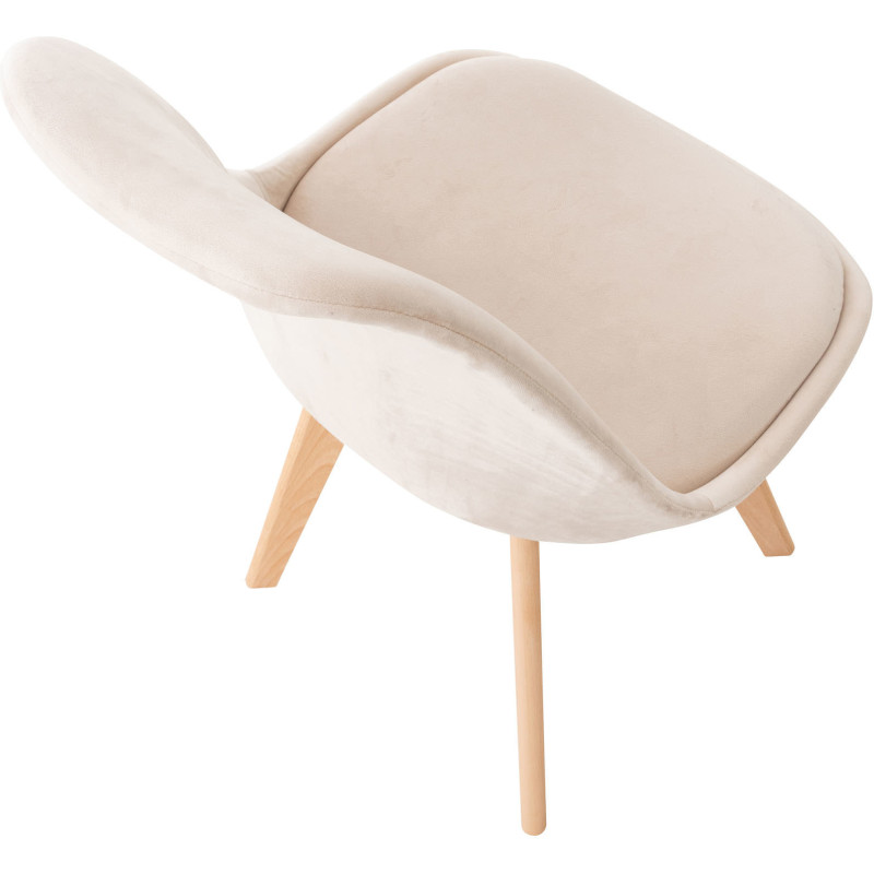Chaise moderne scandinave en Velours Beige Bois de hêtre Naturel Floki - 4