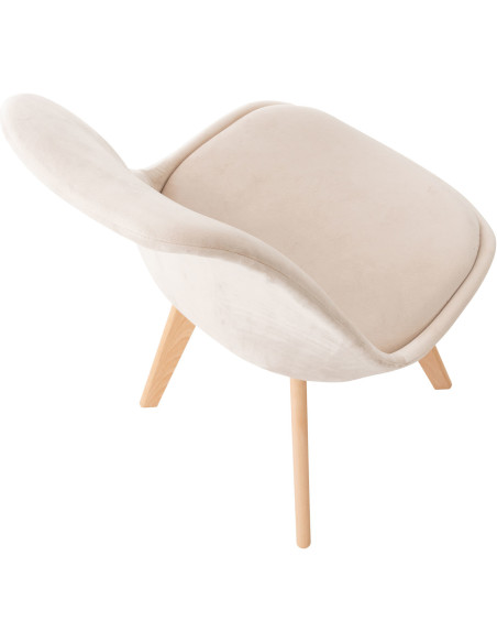 Chaise moderne scandinave en Velours Beige Bois de hêtre Naturel Floki - 4