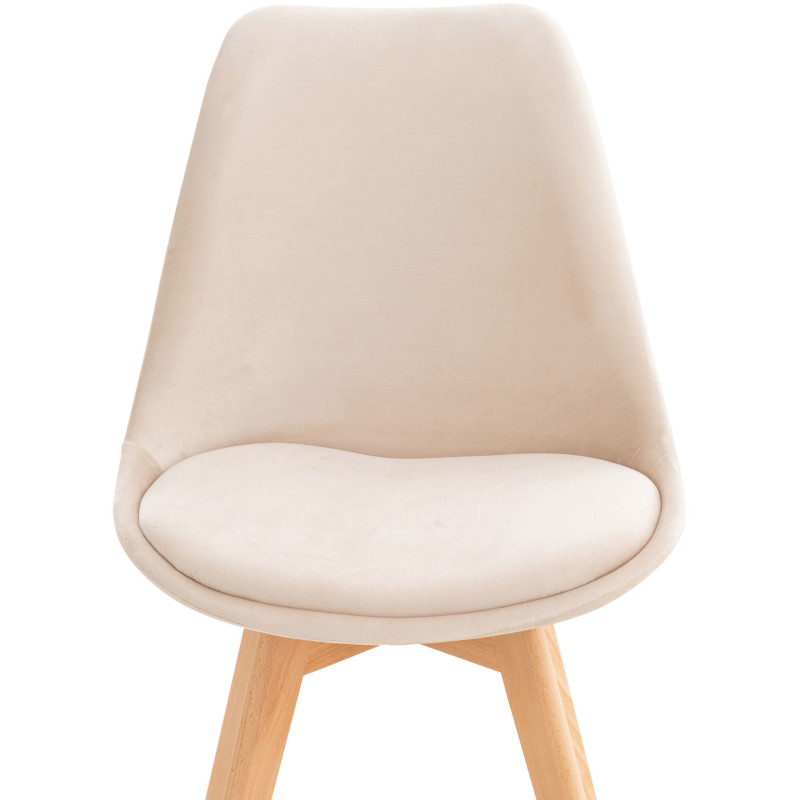 Chaise moderne scandinave en Velours Beige Bois de hêtre Naturel Floki - 5
