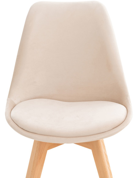 Chaise moderne scandinave en Velours Beige Bois de hêtre Naturel Floki - 5
