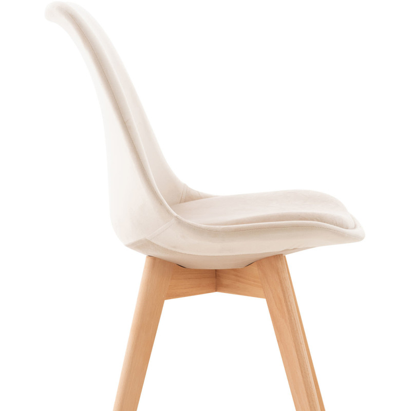 Chaise moderne scandinave en Velours Beige Bois de hêtre Naturel Floki - 6