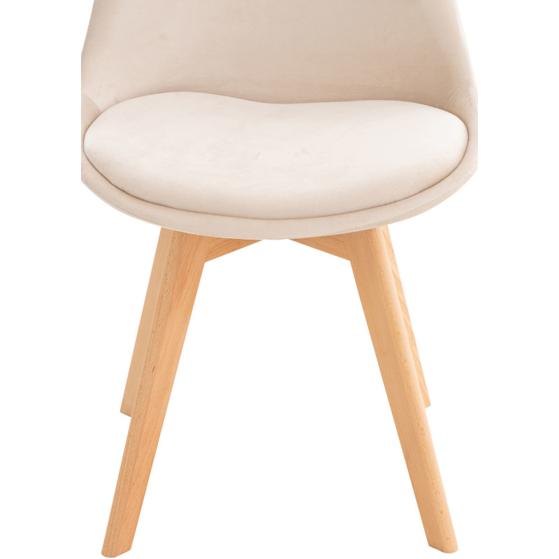Chaise moderne scandinave en Velours Beige Bois de hêtre Naturel Floki - 7