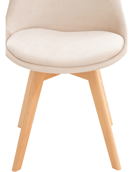 Chaise moderne scandinave en Velours Beige Bois de hêtre Naturel Floki - 7