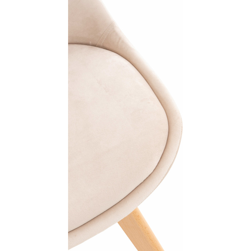 Chaise moderne scandinave en Velours Beige Bois de hêtre Naturel Floki - 8