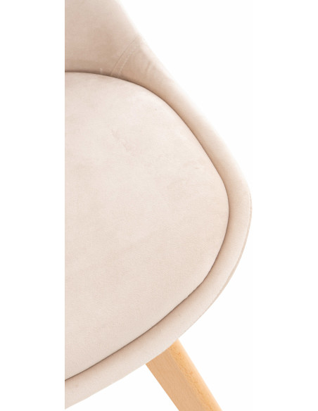 Chaise moderne scandinave en Velours Beige Bois de hêtre Naturel Floki - 8