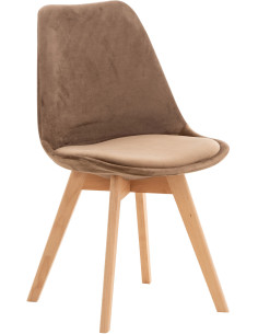 Chaise moderne scandinave en Velours Marron clair Bois de hêtre Naturel Floki - 1