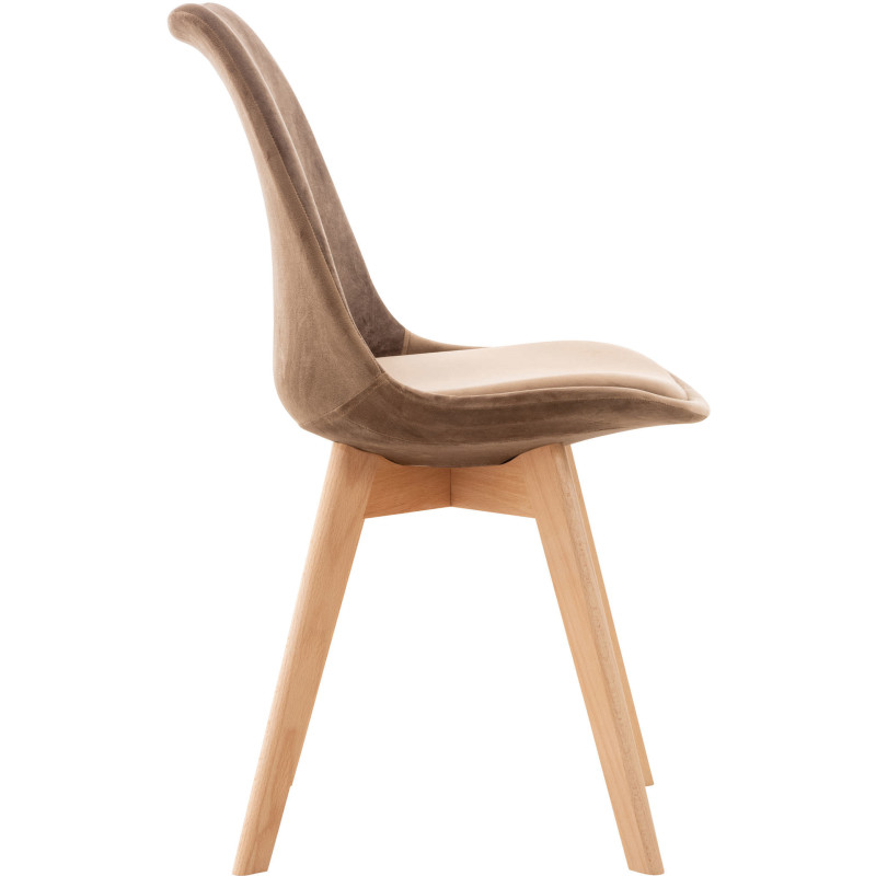 Chaise moderne scandinave en Velours Marron clair Bois de hêtre Naturel Floki - 3