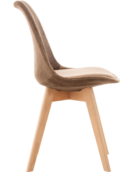 Chaise moderne scandinave en Velours Marron clair Bois de hêtre Naturel Floki - 3