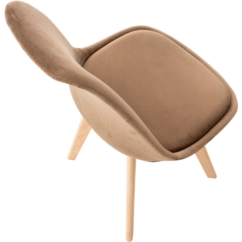 Chaise moderne scandinave en Velours Marron clair Bois de hêtre Naturel Floki - 4