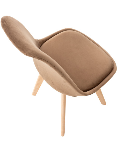 Chaise moderne scandinave en Velours Marron clair Bois de hêtre Naturel Floki - 4