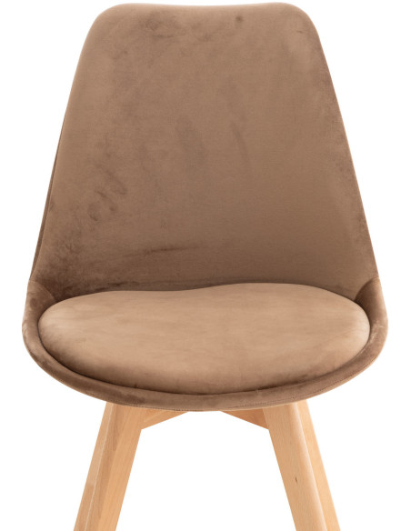 Chaise moderne scandinave en Velours Marron clair Bois de hêtre Naturel Floki - 5