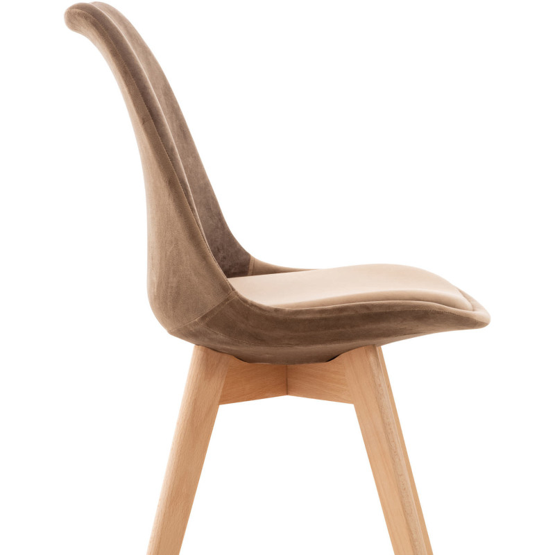 Chaise moderne scandinave en Velours Marron clair Bois de hêtre Naturel Floki - 6