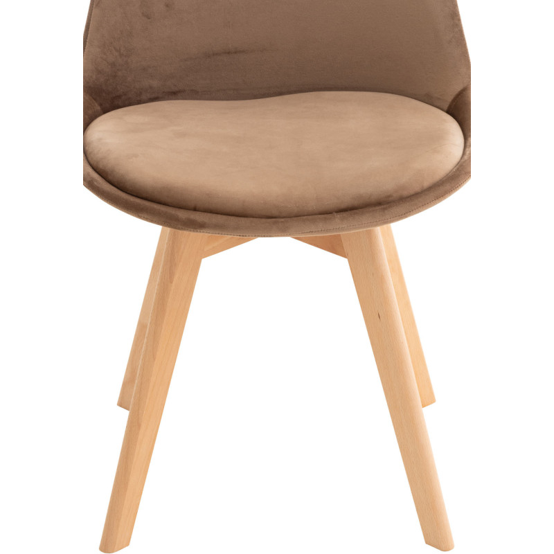 Chaise moderne scandinave en Velours Marron clair Bois de hêtre Naturel Floki - 7