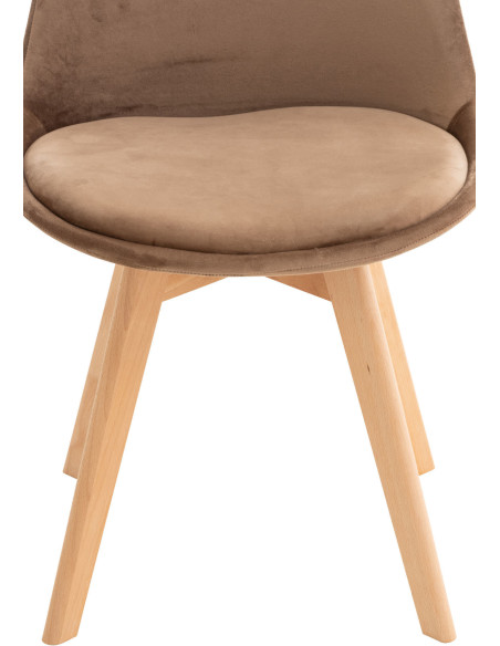Chaise moderne scandinave en Velours Marron clair Bois de hêtre Naturel Floki - 7