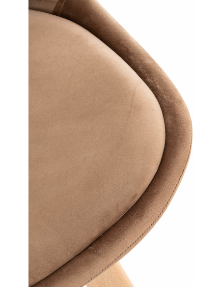 Chaise moderne scandinave en Velours Marron clair Bois de hêtre Naturel Floki - 8