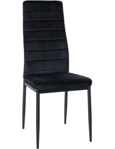 Chaise moderne dossier haut en Velours Noir Métal Noir Lina - 1