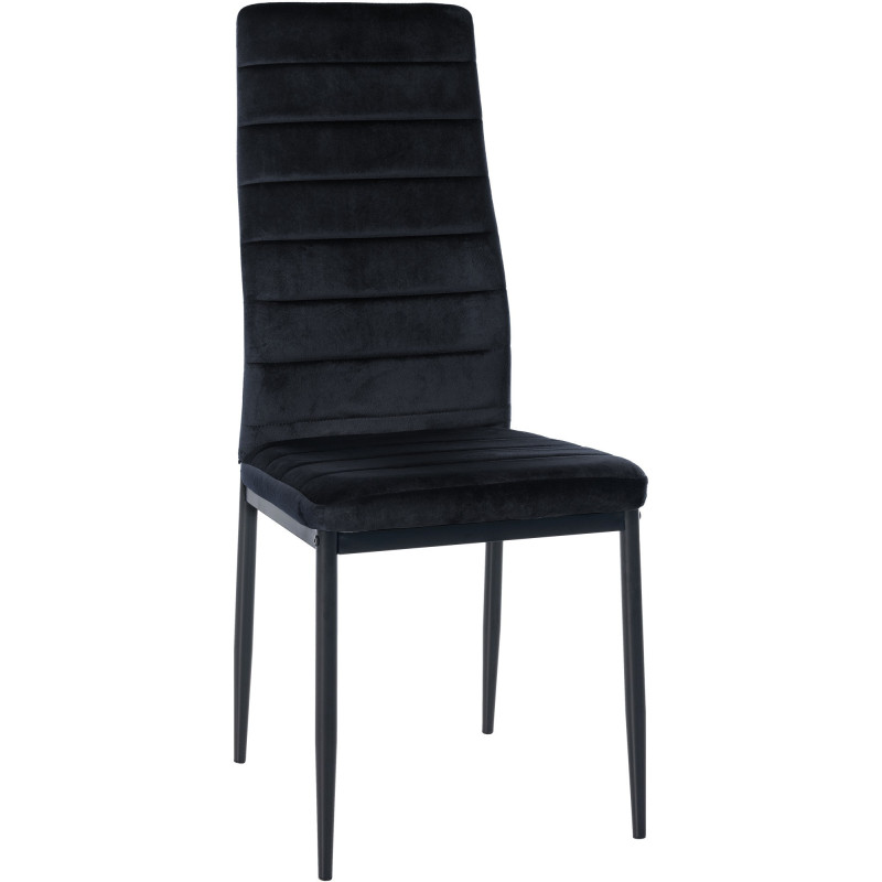 Chaise moderne dossier haut en Velours Noir Métal Noir Lina - 1