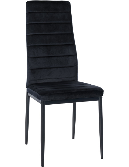 Chaise moderne dossier haut en Velours Noir Métal Noir Lina - 1