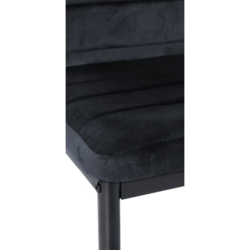 Chaise moderne dossier haut en Velours Noir Métal Noir Lina - 2