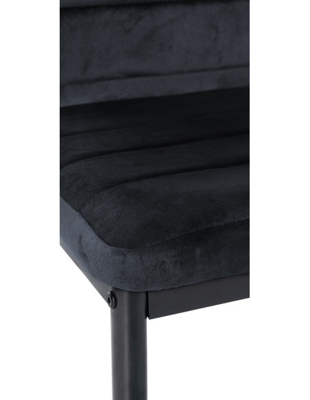 Chaise moderne dossier haut en Velours Noir Métal Noir Lina - 2