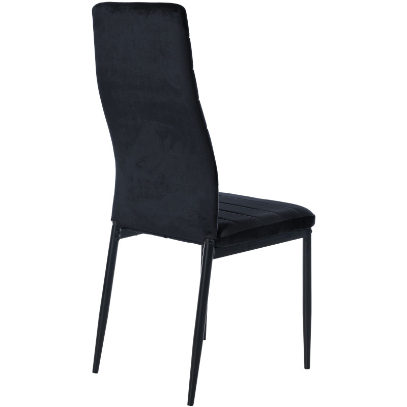 Chaise moderne dossier haut en Velours Noir Métal Noir Lina - 3