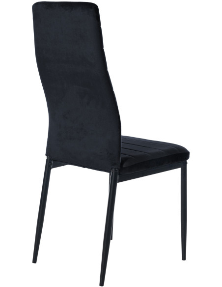 Chaise moderne dossier haut en Velours Noir Métal Noir Lina - 3