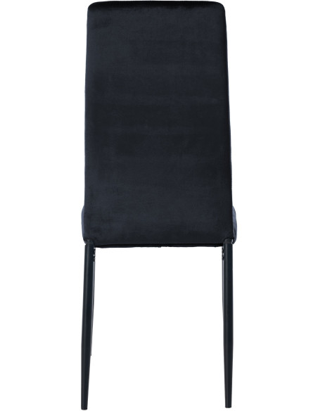 Chaise moderne dossier haut en Velours Noir Métal Noir Lina - 4