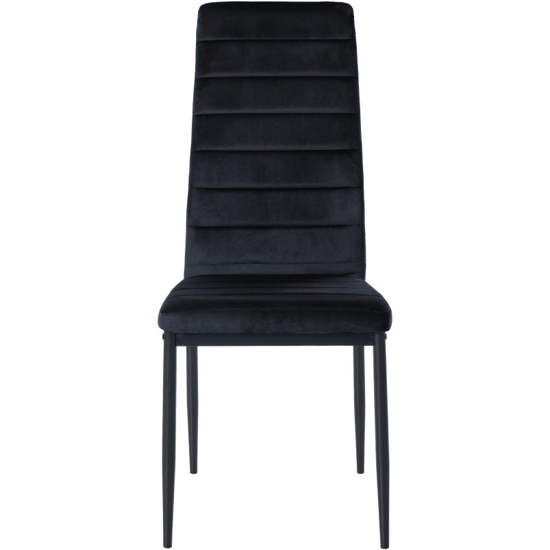 Chaise moderne dossier haut en Velours Noir Métal Noir Lina - 5