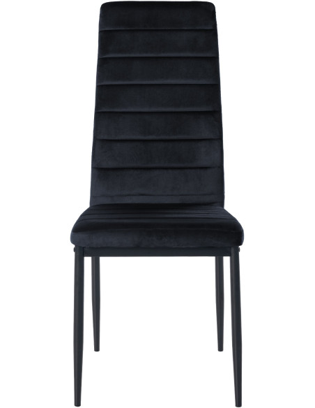 Chaise moderne dossier haut en Velours Noir Métal Noir Lina - 5
