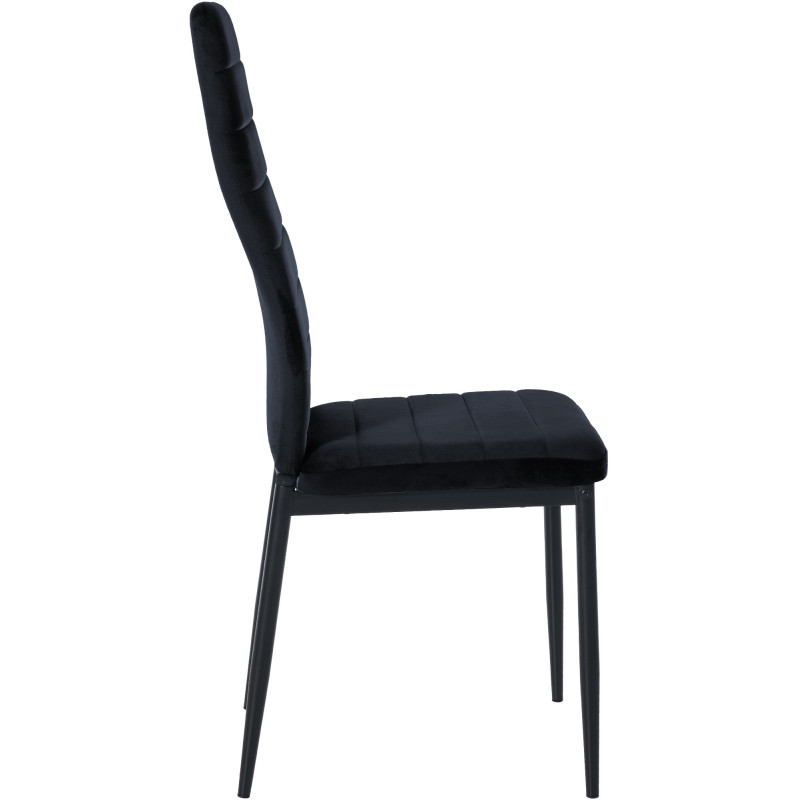 Chaise moderne dossier haut en Velours Noir Métal Noir Lina - 6