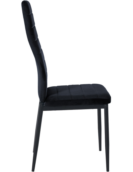Chaise moderne dossier haut en Velours Noir Métal Noir Lina - 6