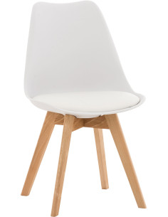 Chaise moderne scandinave en Polypropylène Polyuréthane Blanc Bois de hêtre Naturel Floki - 1