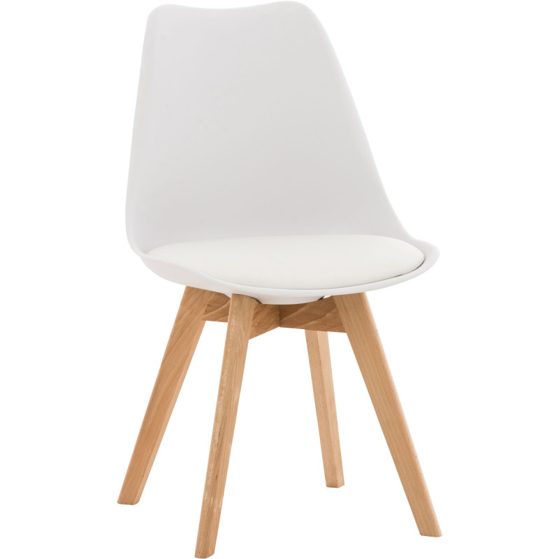 Chaise moderne scandinave en Polypropylène Polyuréthane Blanc Bois de hêtre Naturel Floki - 1