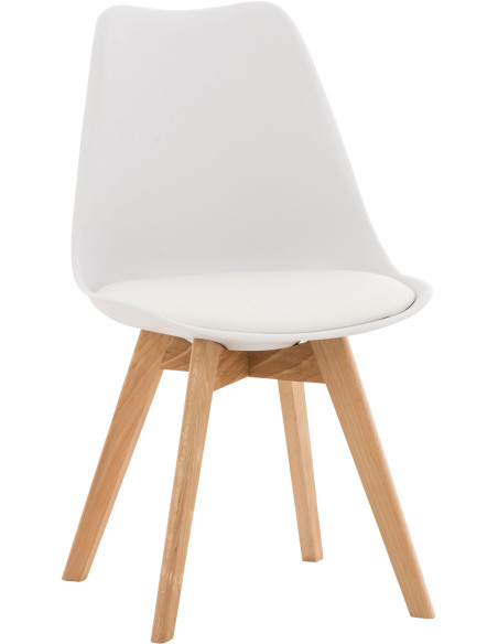 Chaise moderne scandinave en Polypropylène Polyuréthane Blanc Bois de hêtre Naturel Floki - 1