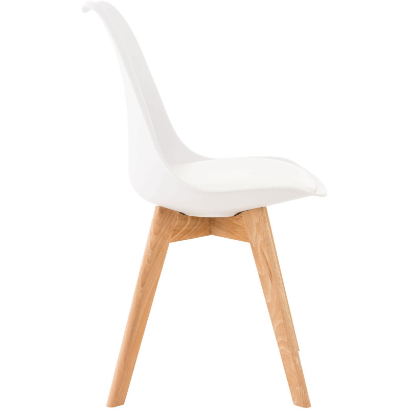 Chaise moderne scandinave en Polypropylène Polyuréthane Blanc Bois de hêtre Naturel Floki - 3